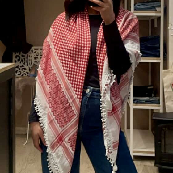 Keffieyh Palestinien mixte rouge et blanche