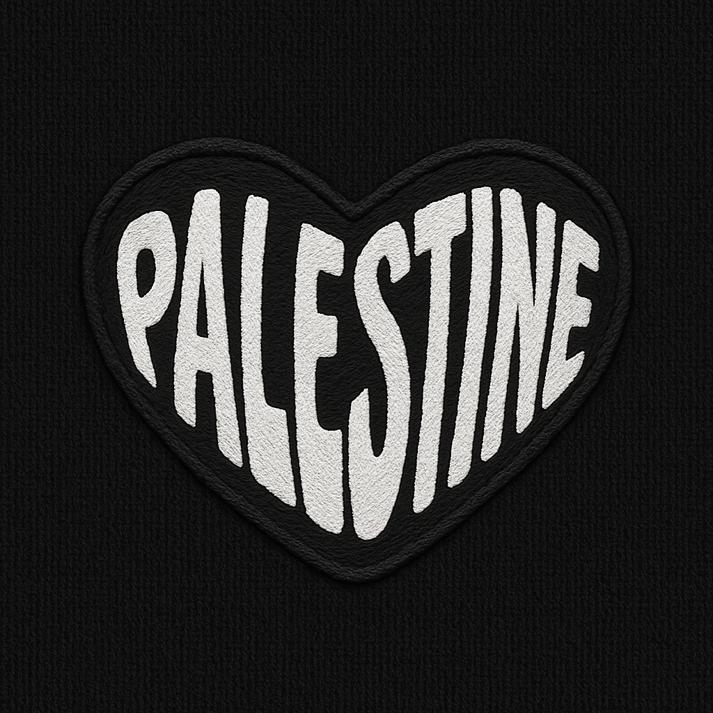 T-shirt oversize Brodé Cœur Noir & Blanc Palestine – Prévente