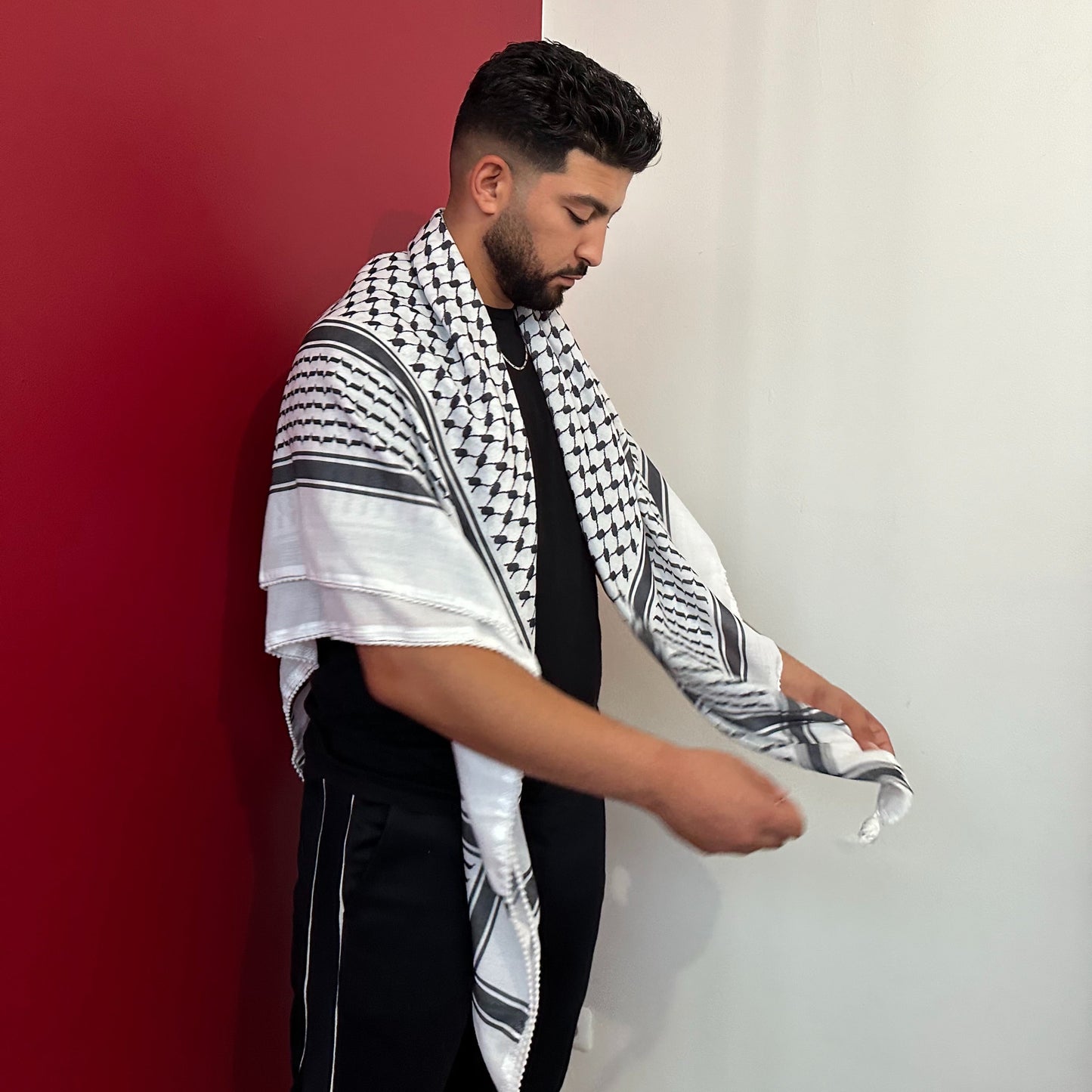 Keffiyeh palestinien blanc et noir