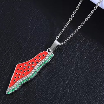 Collier carte pastèque motif pastèque