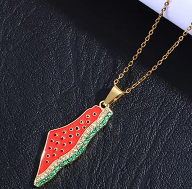 Collier carte pastèque motif pastèque