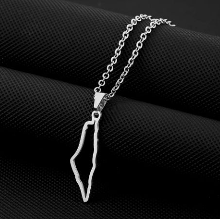 Collier carte Palestine géométrique petit pendentif