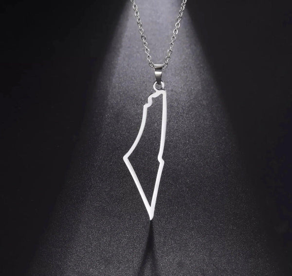 Collier carte Palestine géométrique grand pendentif
