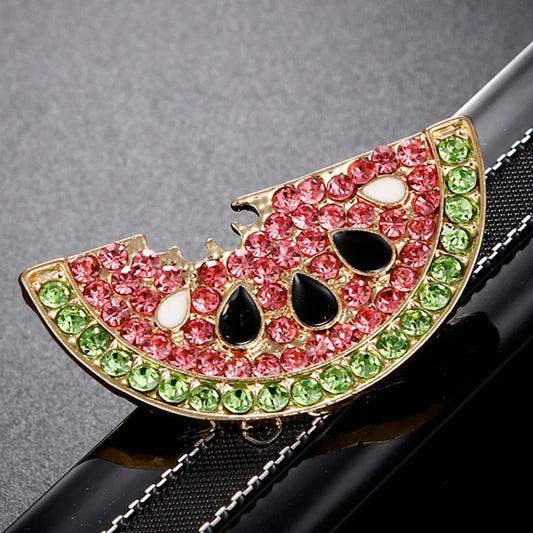Broche pastèque rose étincelante