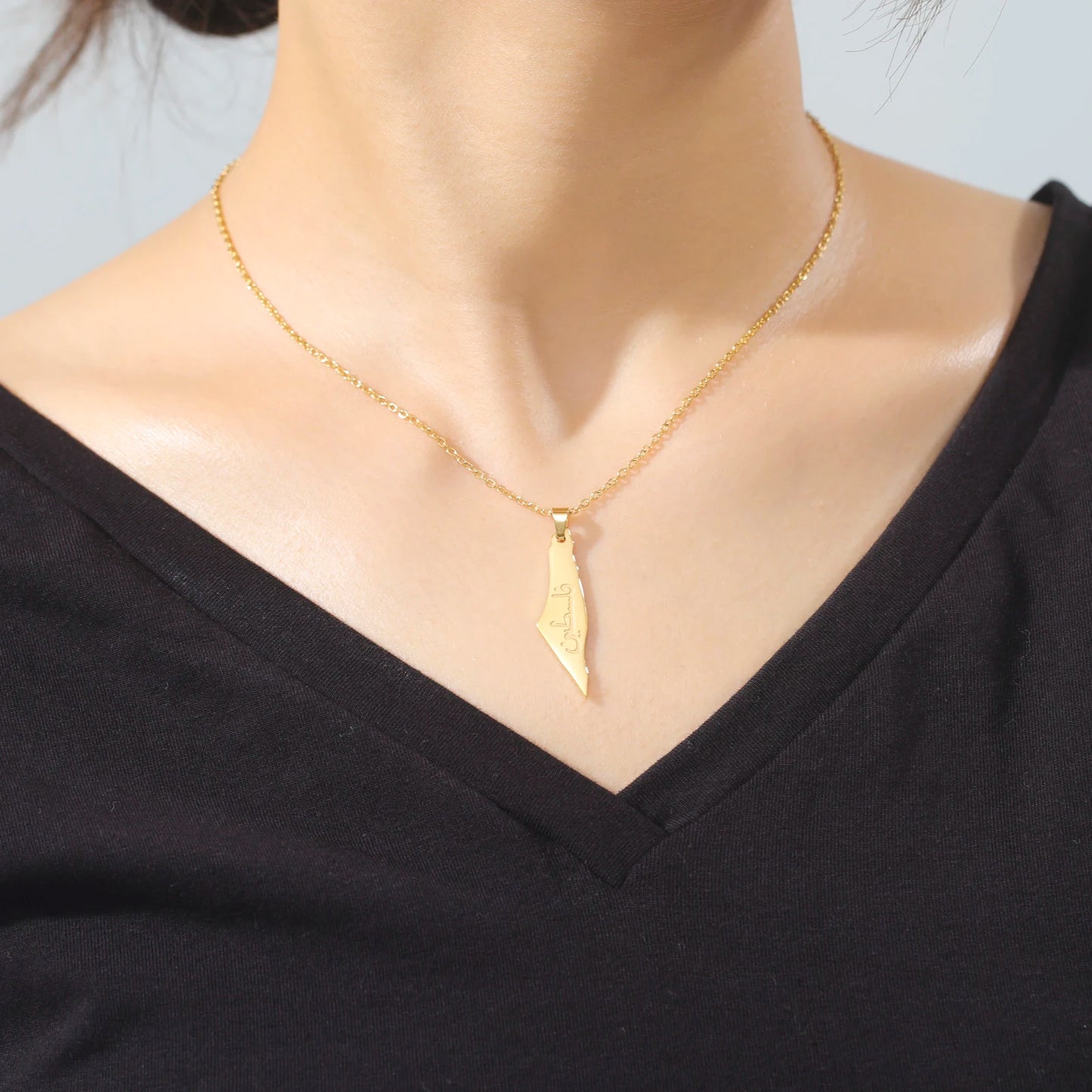 Collier pendentif Palestine en arabe