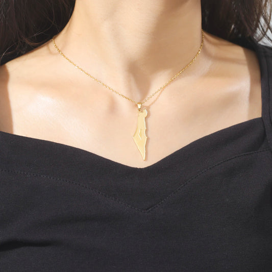 Collier carte silhouette Palestine minimaliste