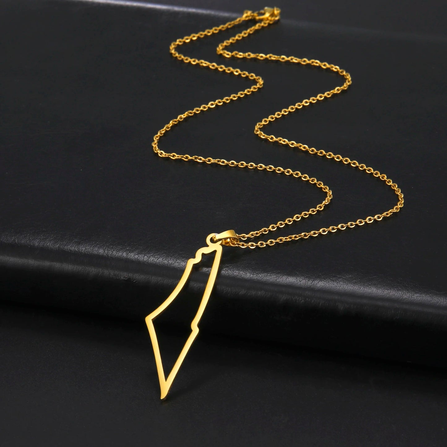 Collier carte Palestine géométrique grand pendentif