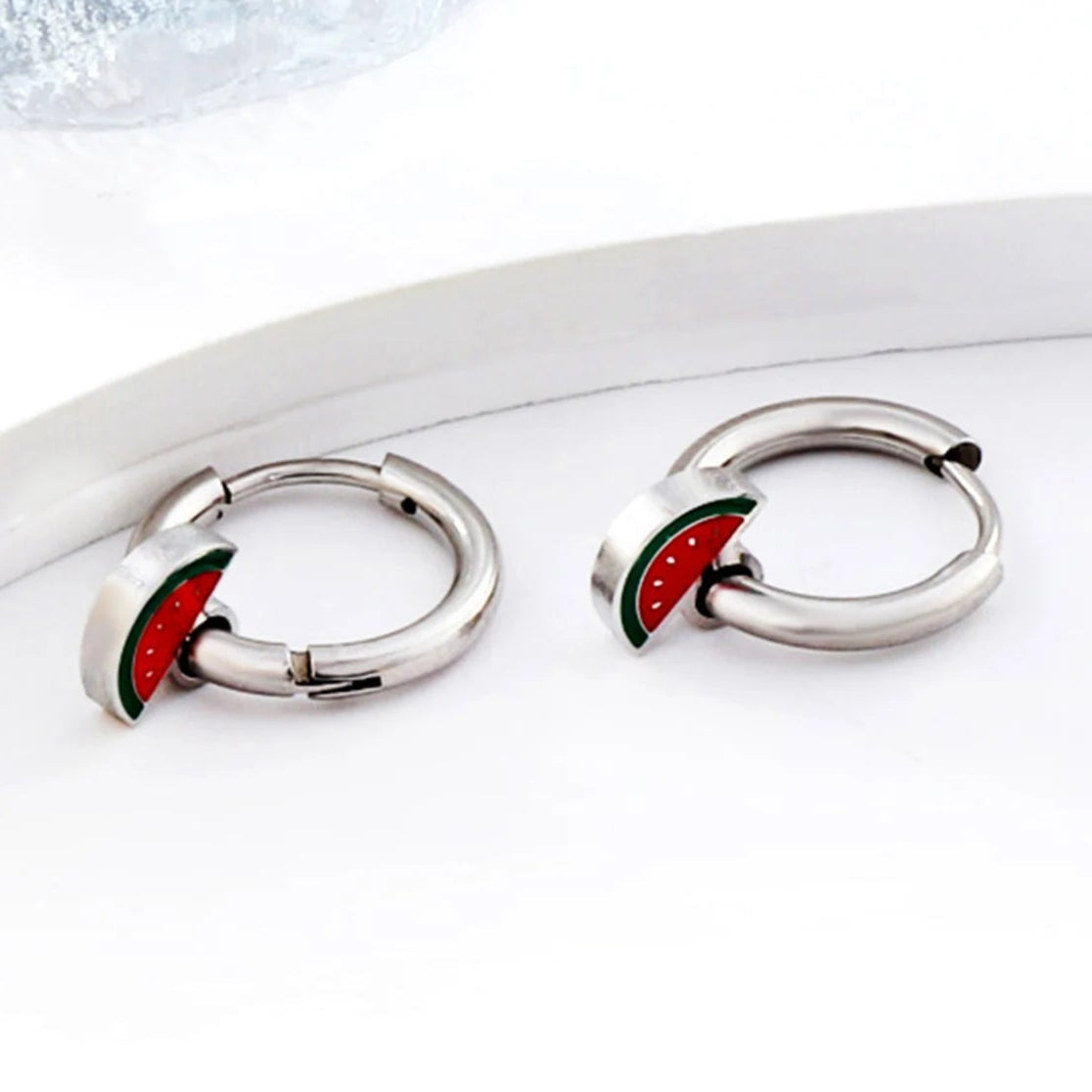 Boucle d'oreille créoles Pastèque