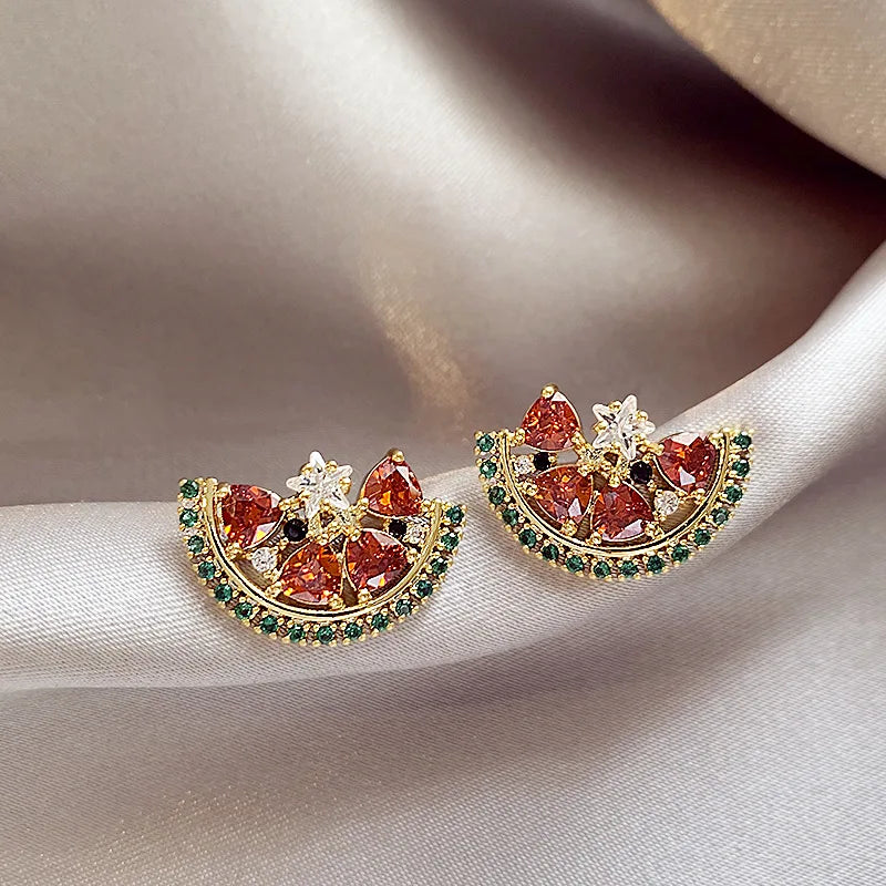 Boucles d'oreilles pastèque étincelantes