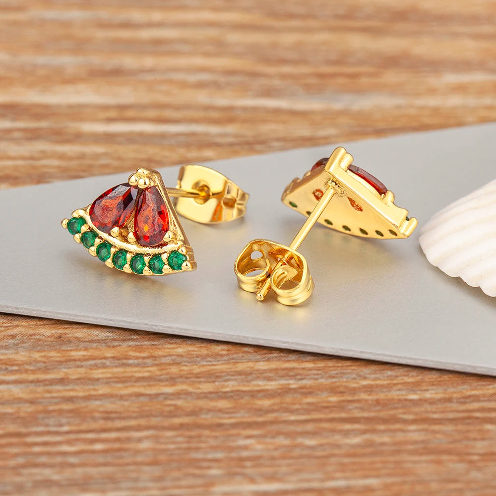 Boucles d'oreilles pastèque doré