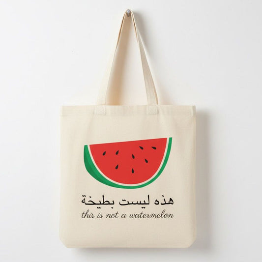 Tote bag arabe et anglais "ceci n'est pas une pastèque"