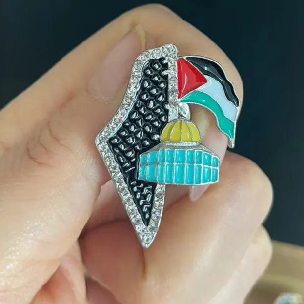 Pin's carte de la Palestine et Mosquée Al-Aqsa