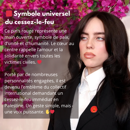 Pin’s Main Rouge : Symbole du Cessez-le-Feu et de solidarité avec la Palestine