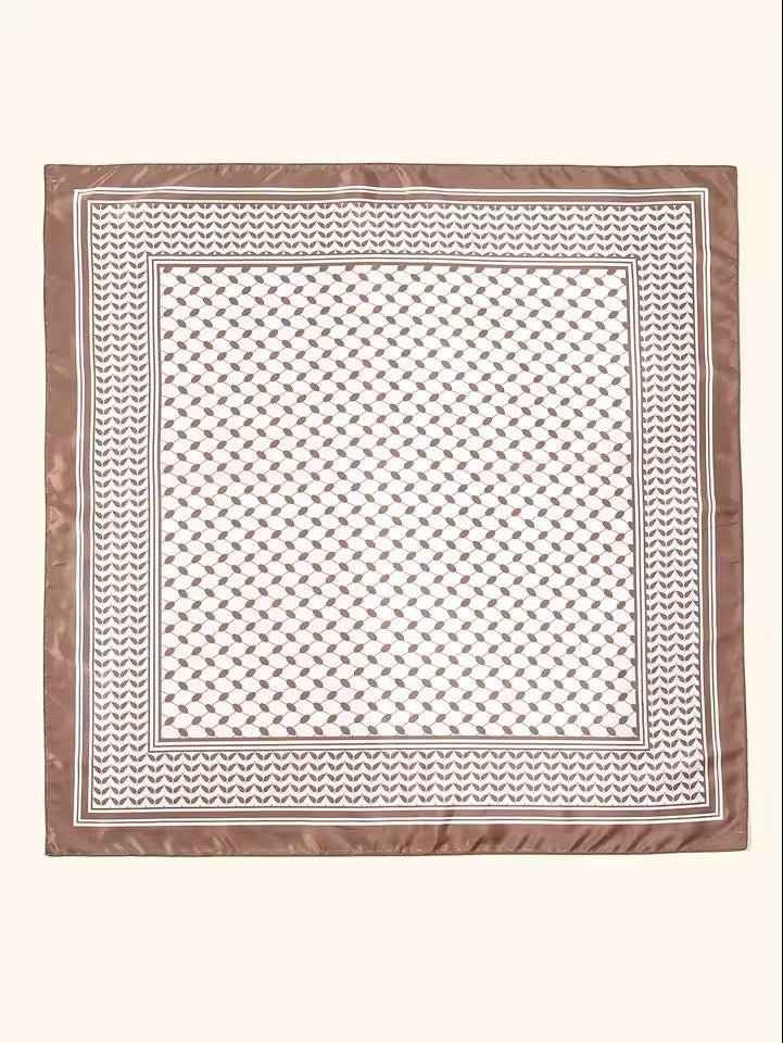 Foulard carré en Satin Imprimé Keffiyeh