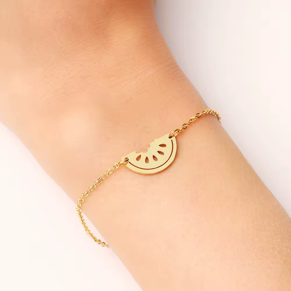 Bracelet minimaliste pastèque ajourée en acier inoxydable