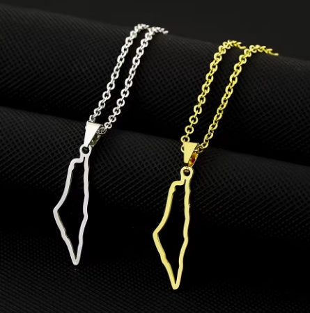 Collier carte Palestine géométrique petit pendentif
