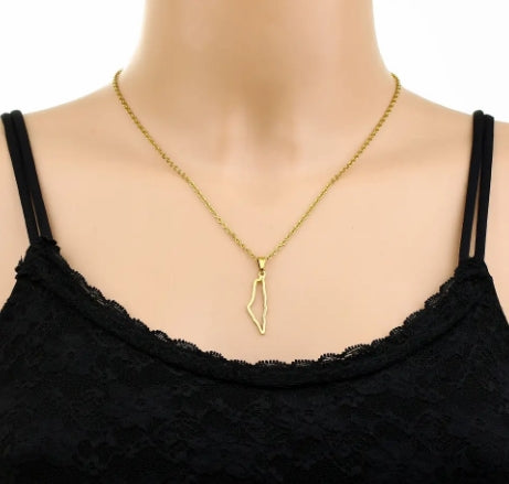 Collier carte Palestine géométrique petit pendentif