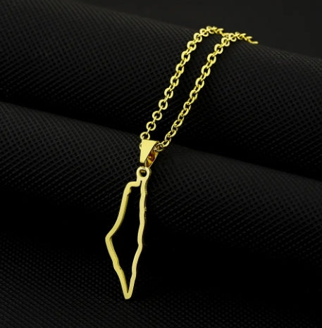 Collier carte Palestine géométrique petit pendentif