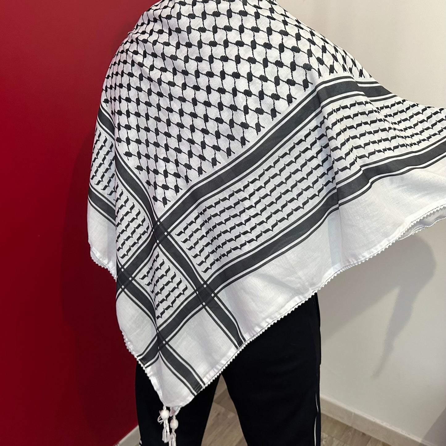 Keffiyeh palestinien blanc et noir