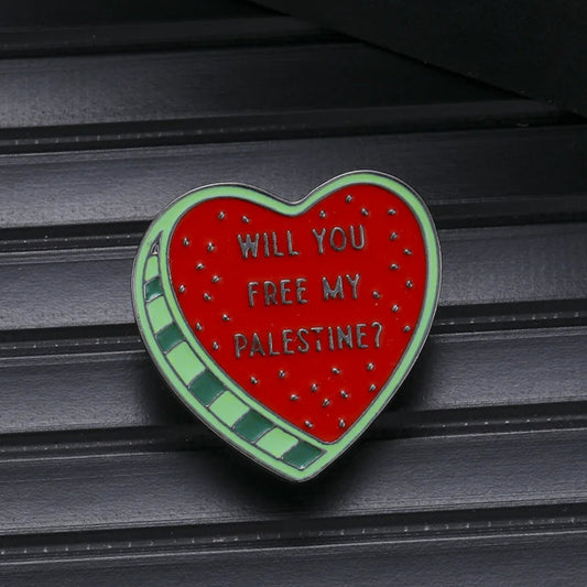 Pin’s Pastèque coeur  "Will You Free My Palestine?"