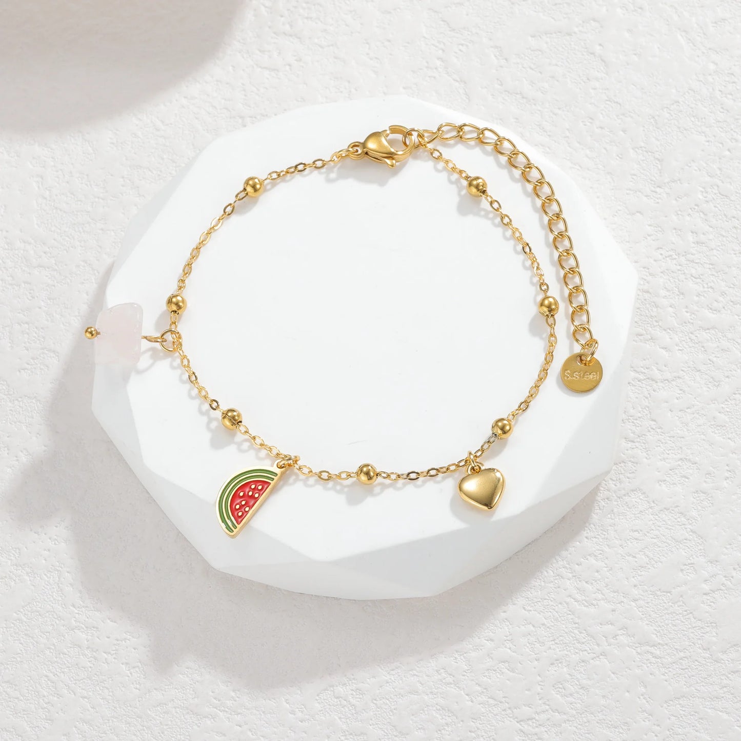 Bracelet Pastèque & Charms Dorés