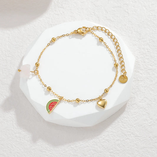 Bracelet Pastèque & Charms Dorés