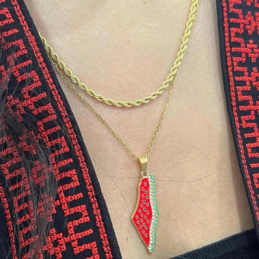 Collier carte pastèque motif pastèque