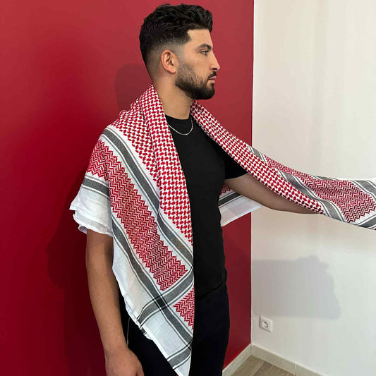 Keffiyeh Rouge noir et blanc